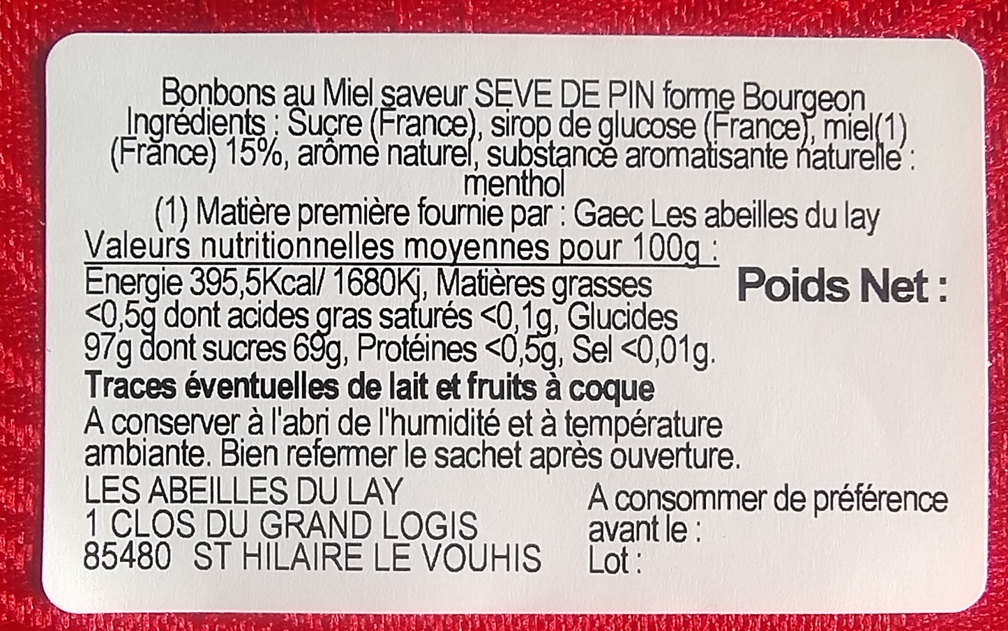 Bonbons bourgeons sève de pin
