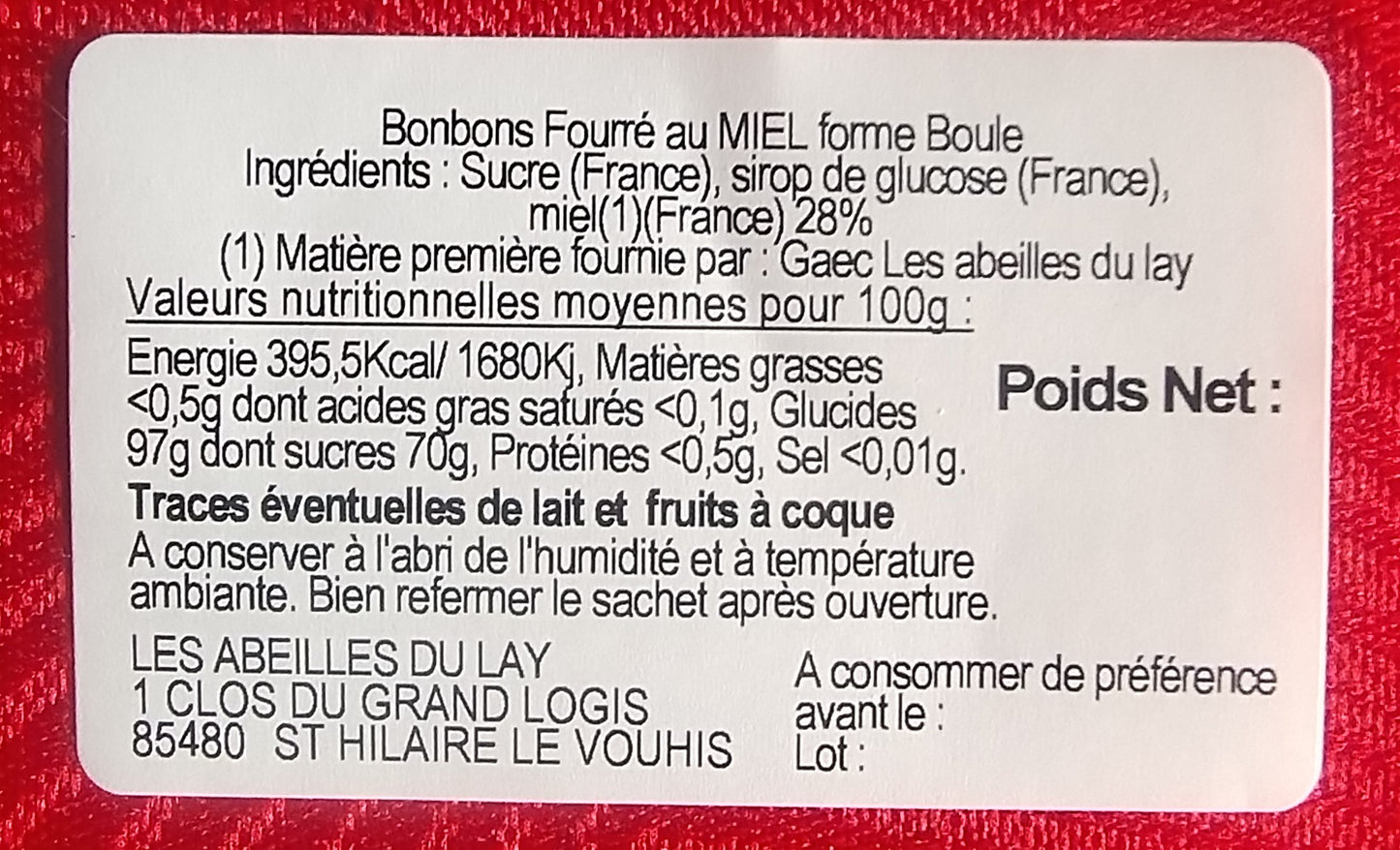Bonbons boules fourrées